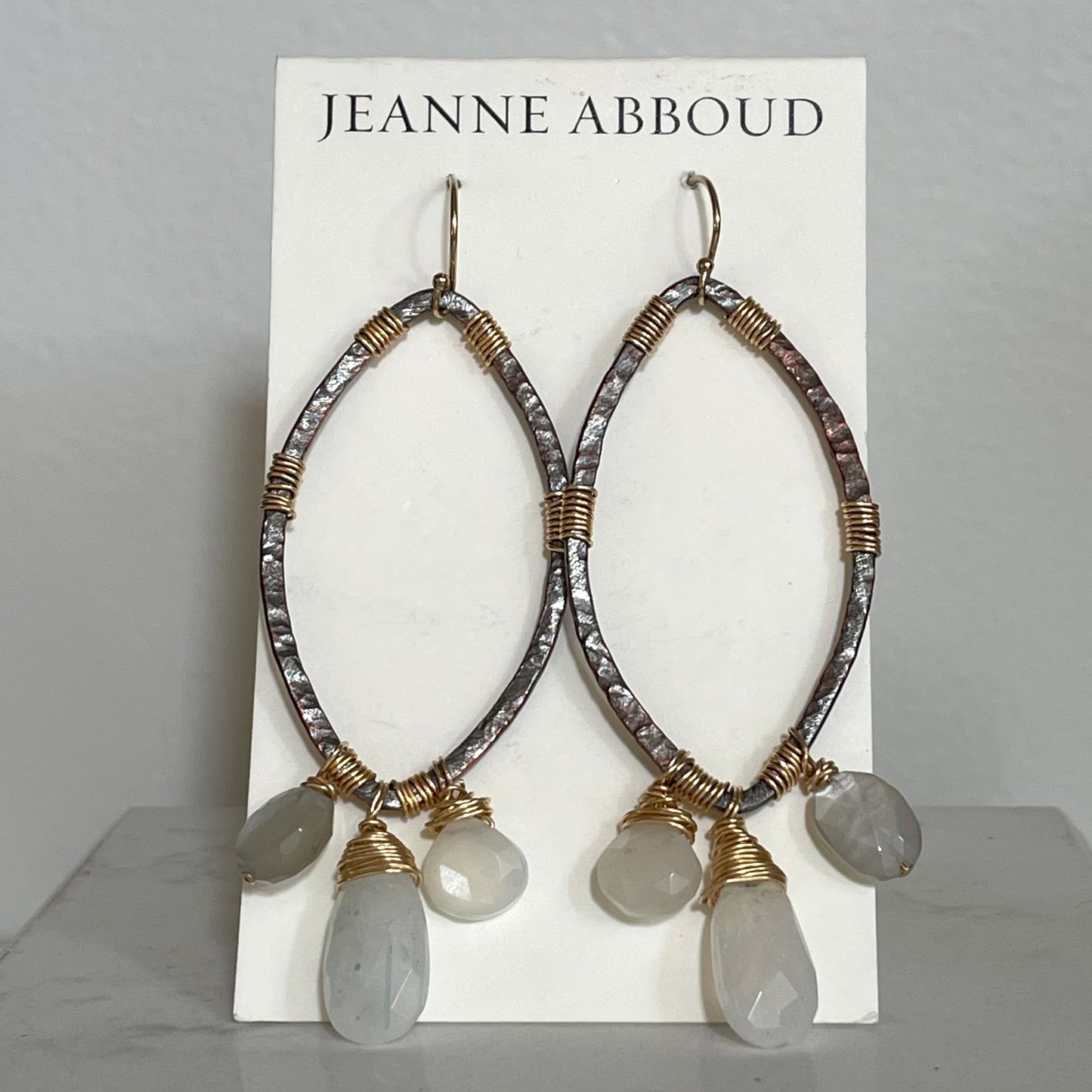 Oxidized Copper + Moonstone Earrings