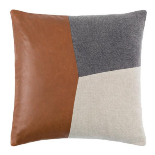 Leather and Gray Pillow