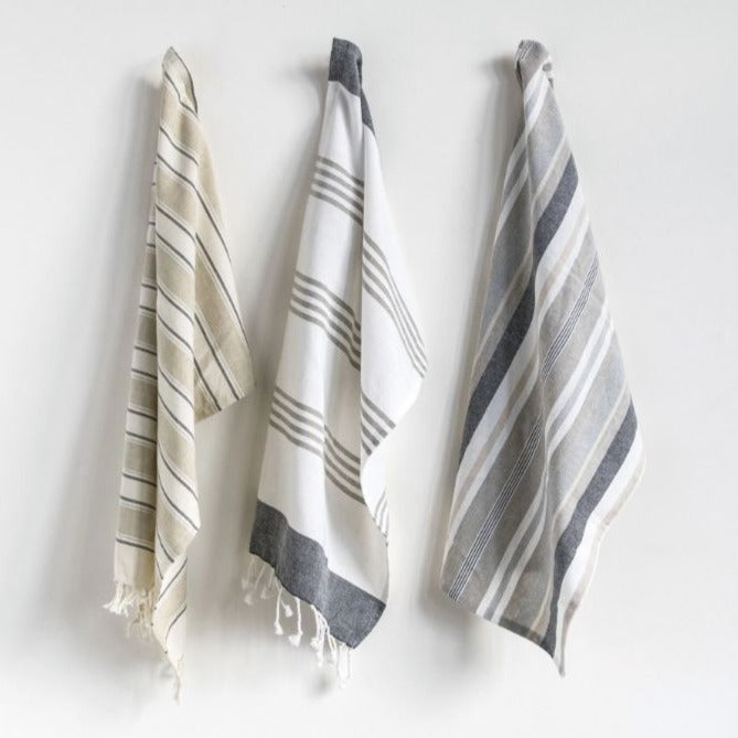 Cotton Striped Tea Towels, Set of 3