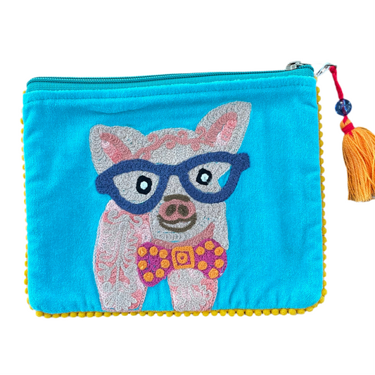 Embroidered Zip Pouch