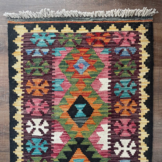 Kilim Runner with Black Border