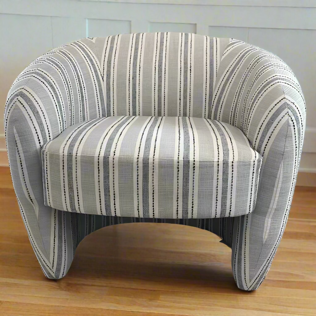 Blue Striped Upholstered Chairs