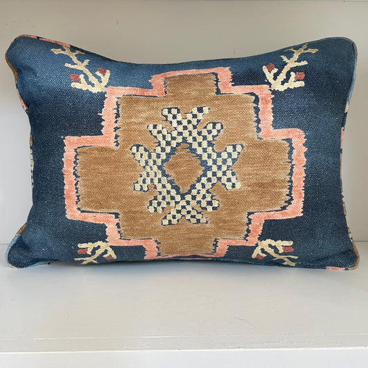 Denim Rose Lumbar Pillow