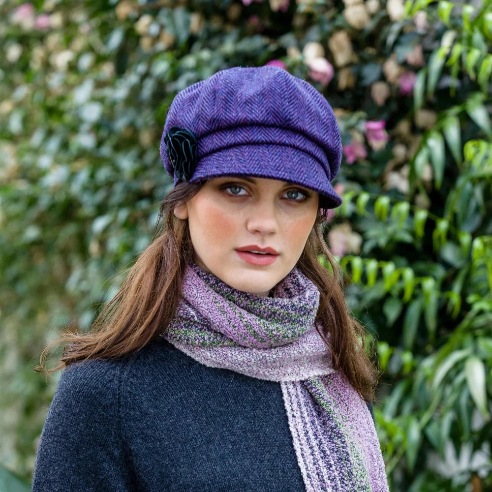 Purple Tweed Newsboy Hat