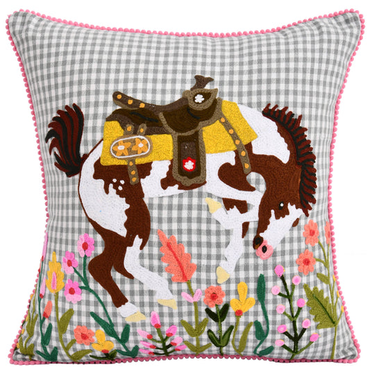 Rodeo Bucking Horse Pillow