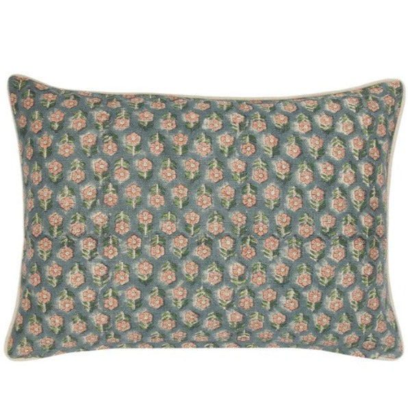 Teal and Coral Lumbar Pillow