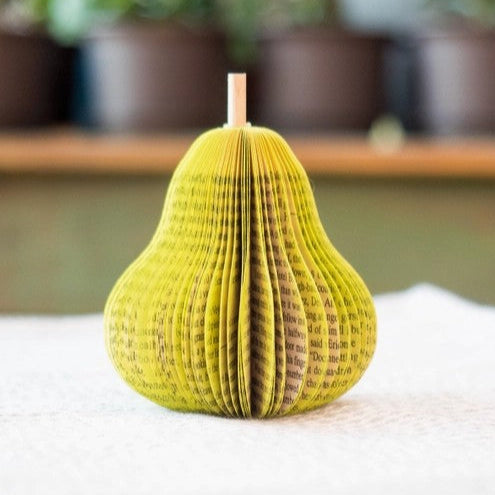 upcycled book pear for fall decor