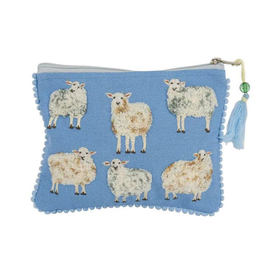 Sheep Embroidered Zip Pouch