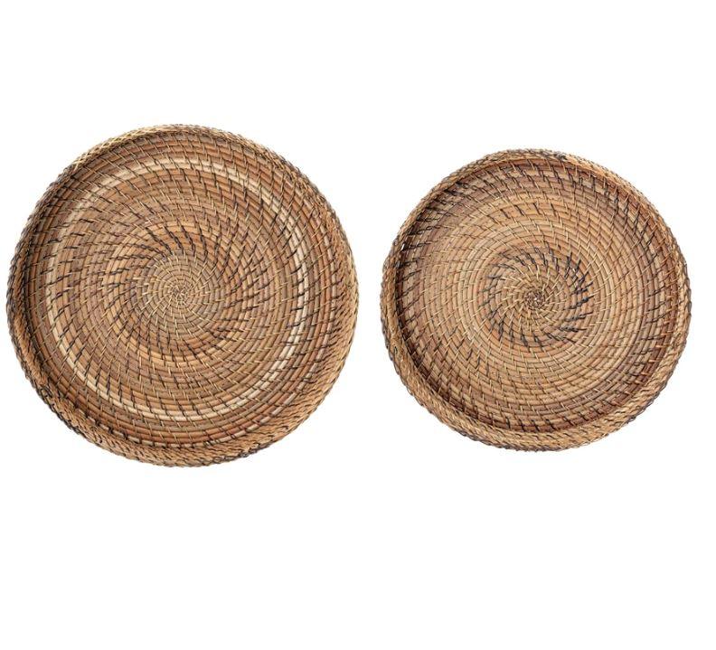 Hand-Woven Rattan Trays w/ Handles - HOME
