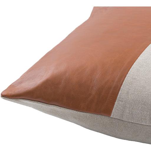 Leather and Gray Pillow - HOME