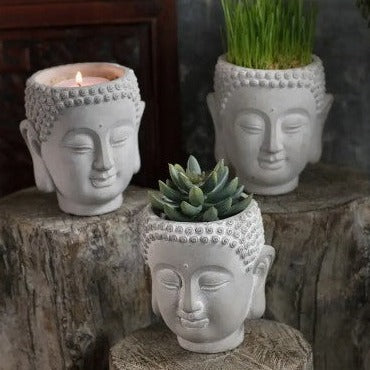 Cement Buddha Head Planter