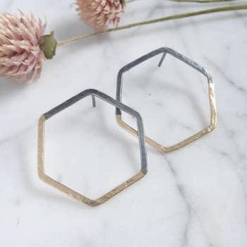 Half and Half Hex Studs - HOME