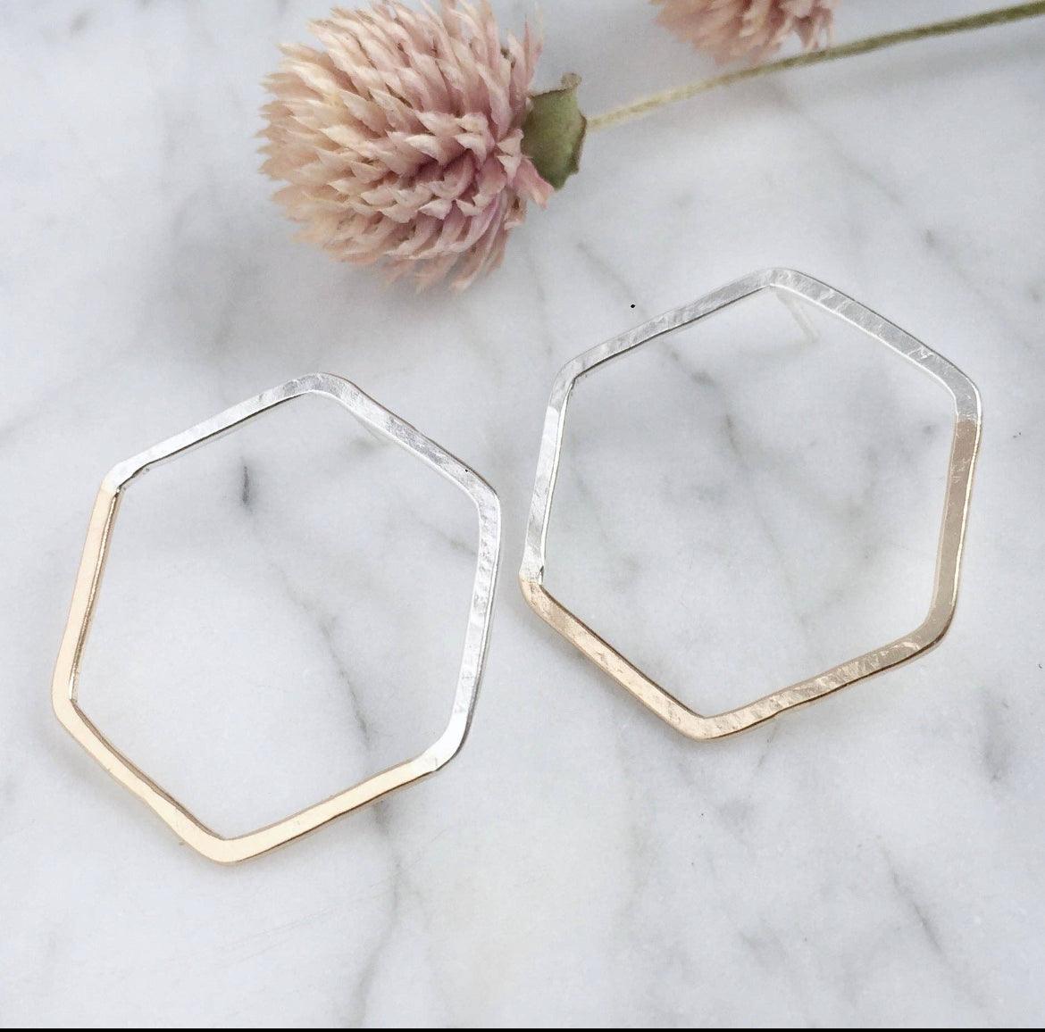 Half and Half Hex Studs - HOME